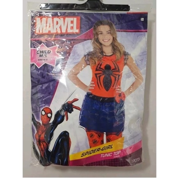 New Marvel Spider Girl Tunic Dress Avengers Man Halloween Costume Child M/L - Picture 2 of 8
